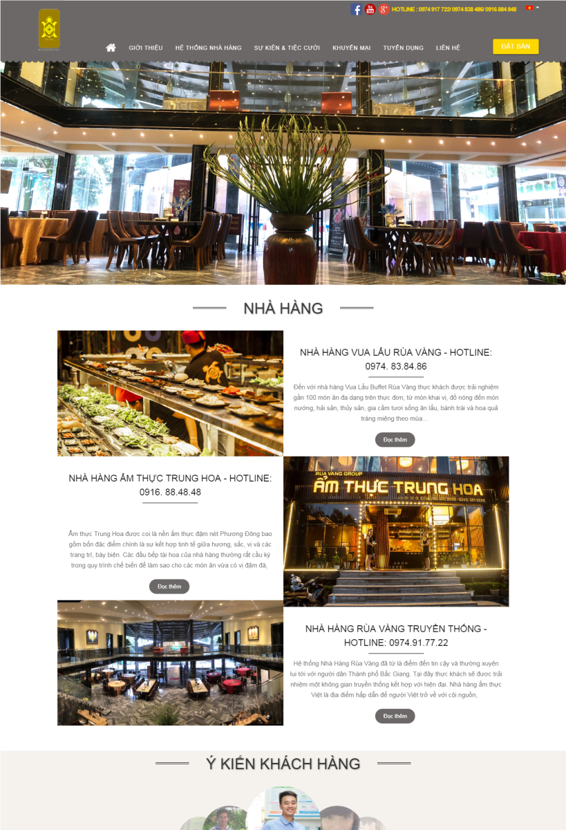 Mẫu website nhà hàng Rùa Vàng
