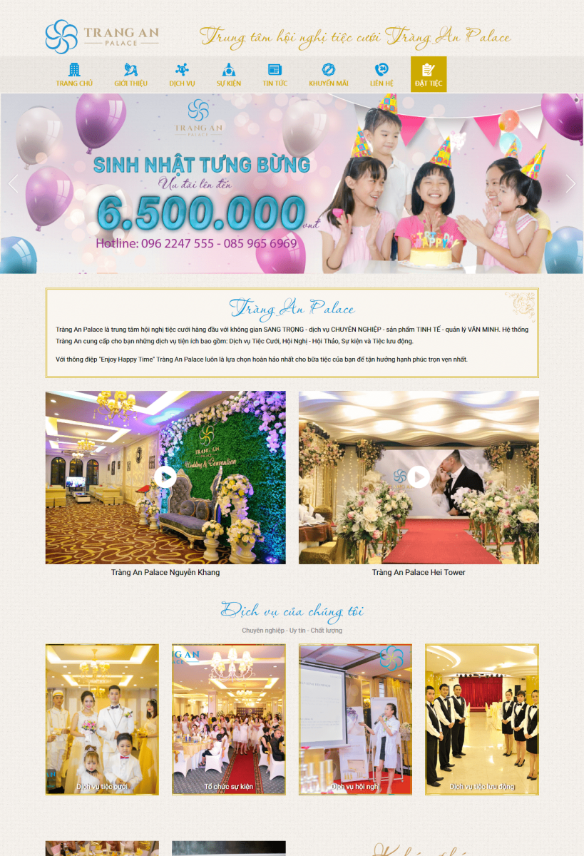 Mẫu website nhà hàng Tràng An