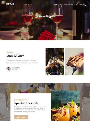 Mẫu website nhà hàng Reon