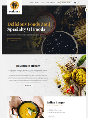 Mẫu website nhà hàng Restaura