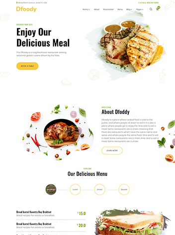 Mẫu website nhà hàng Dfoody