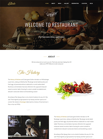 Mẫu website nhà hàng Elixir