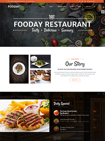 Mẫu website nhà hàng Fooday