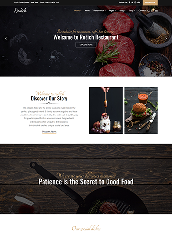 Mẫu website nhà hàng Rodich
